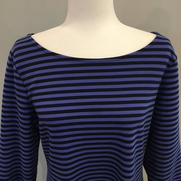 Old Navy ¾ Sleeve Blue & Black Stripe Sheath Dress - Picture 2 of 9